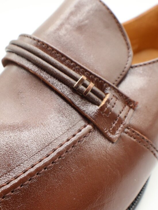 Barclay Men\'s 10.5 D Brown Leather Slip-On Dress Loafers Vintage USA Made main image 4